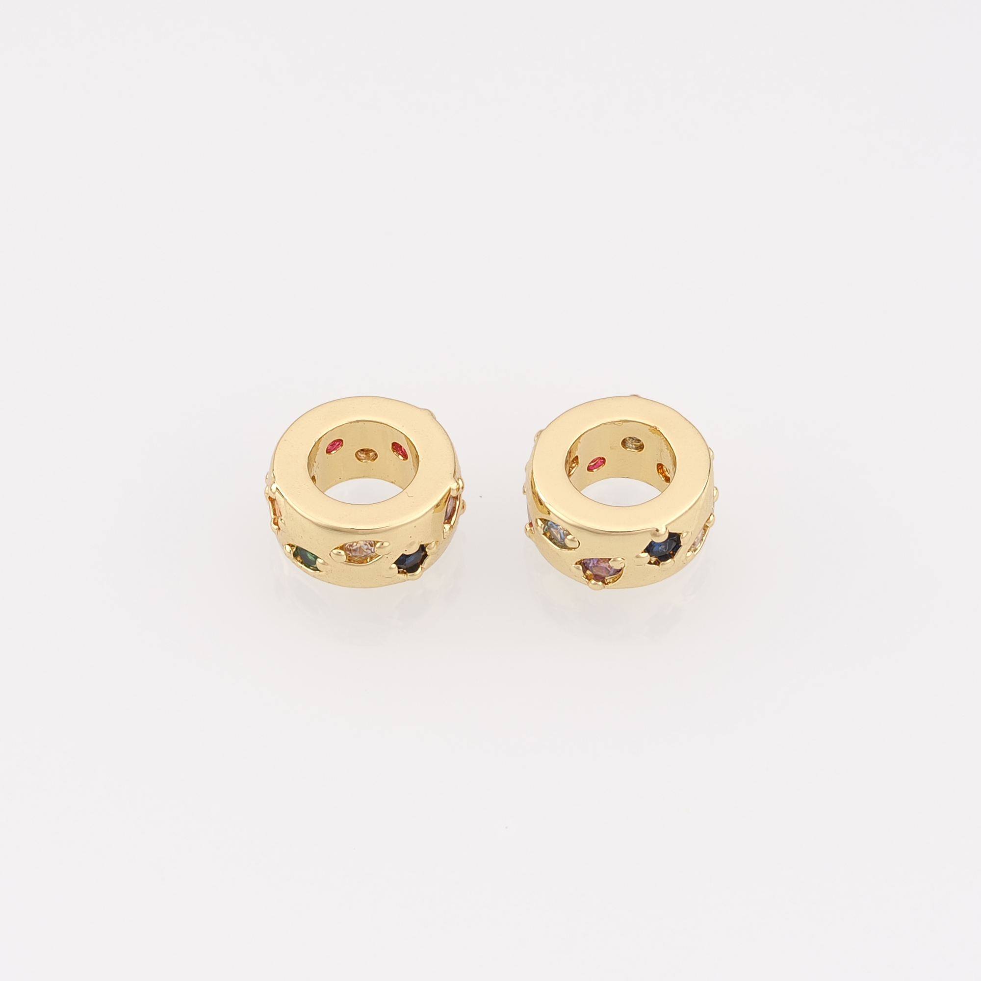 18K Gold Filled Round Flat Spacer Beads,CZ Round Spacer Beads,DIY Jewelry Making Supply