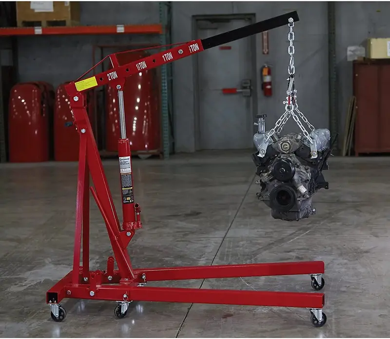 Strongway 2-Ton Hydraulic Engine Hoist with Load-Leveling Mechanism – 1 in. to 82.625 in. Lift Range