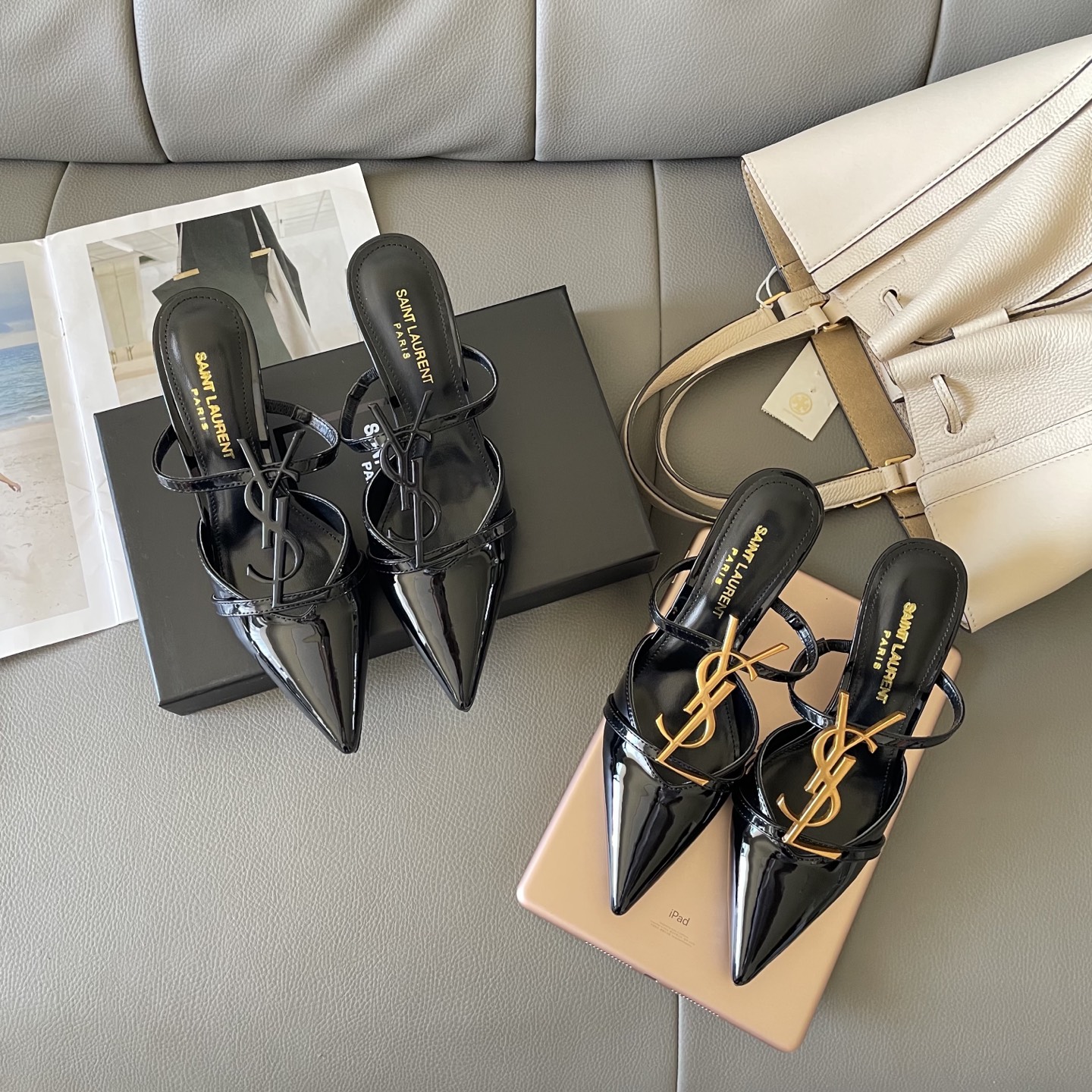 YSL summer letter buckle pointed sandals - cnluxepick