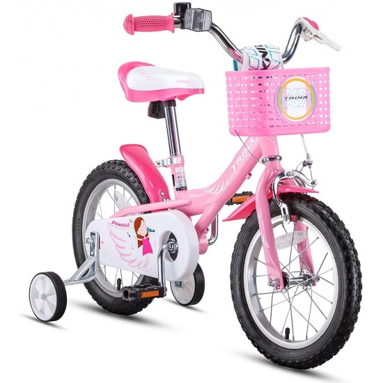 Kids Bike, High Carbon Steel Frame Boys Girls Bicycle with Training Wheels, Durable Children Bike with Kettle, Suitable for Girls and Boys 4-7 Years Old
