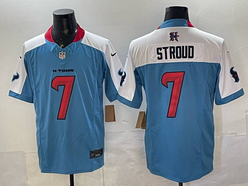 Men's Houston Texans C.J. Stroud #7 Light Blue Game Jersey