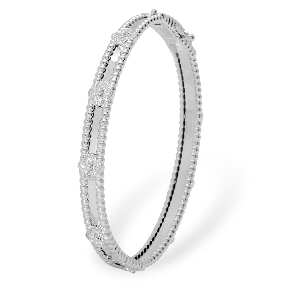 Van Cleef & Arpels Perlet Sweet Clover Bracelet 18K White Gold Diamond VCARP6X900