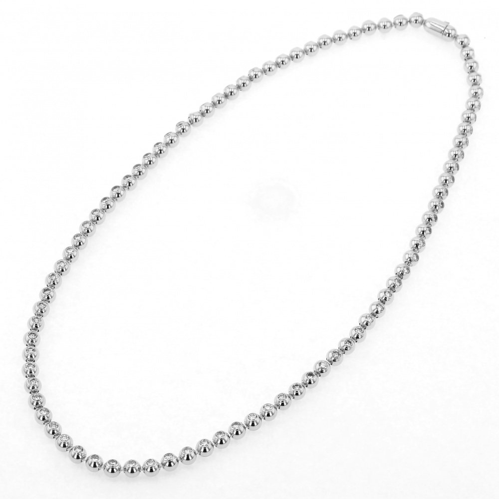 Cartier White Gold Perld Diaman Necklace K18WG Diamond