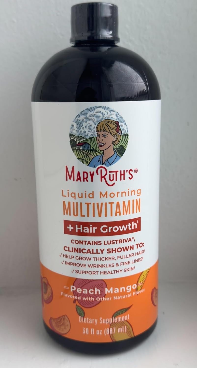 Liquid Multivitamin+Hair Growth | Thicker Hair & Facial Wrinkles in Women | Biotin 10000mcg | Hair Growth Supplement | Skin Care | Age 18+ | 30 Fl Oz