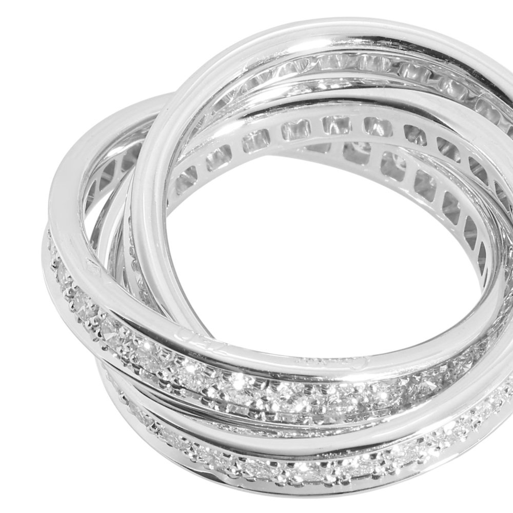 Cartier Trinity Three Bangles 18k White Gold Ring Diamond B4106200