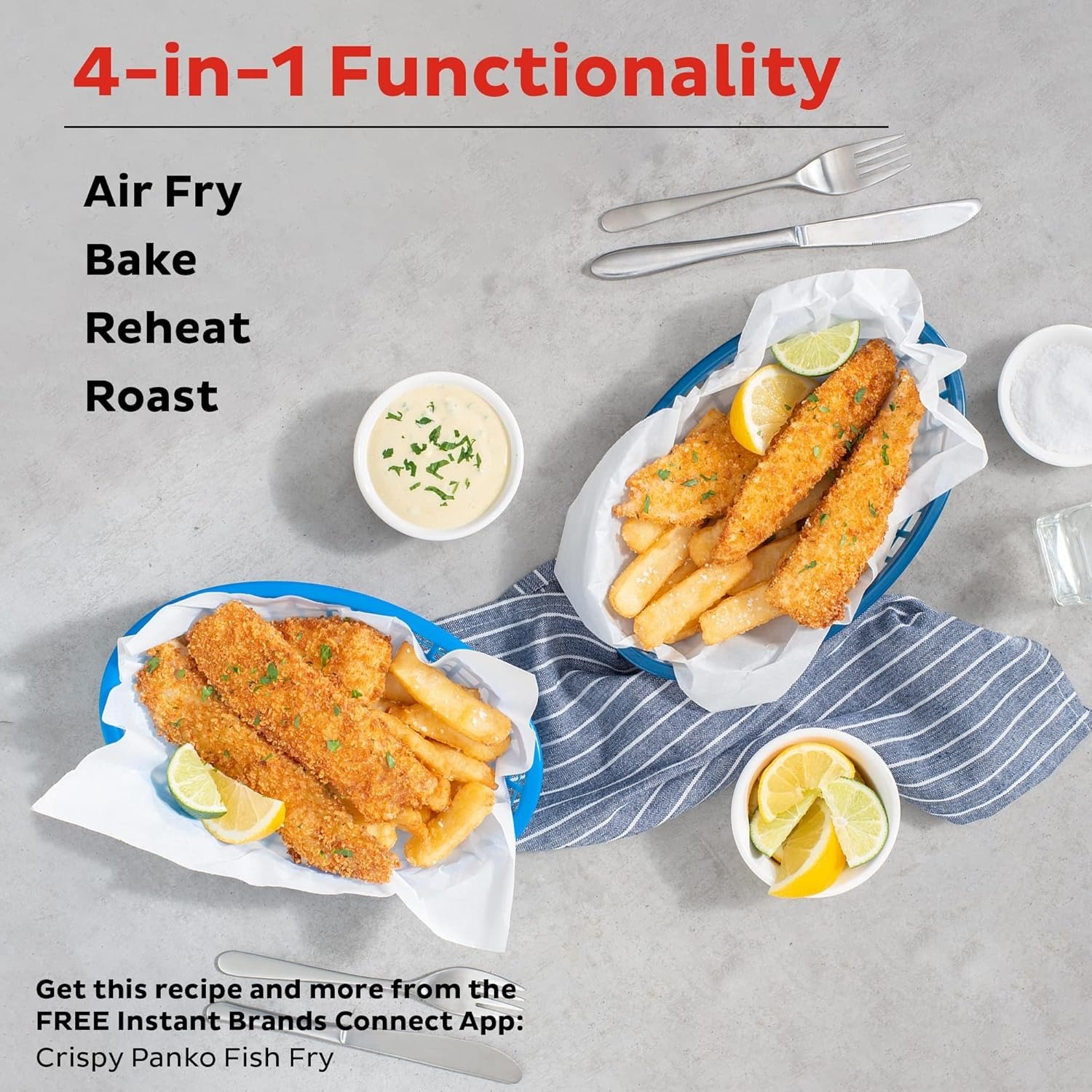 5.7QT 4-in-1 Electric Air Fryer, EvenCrisp Air Flow Tech, One-Touch Smart Programs, 120-400°F, Black