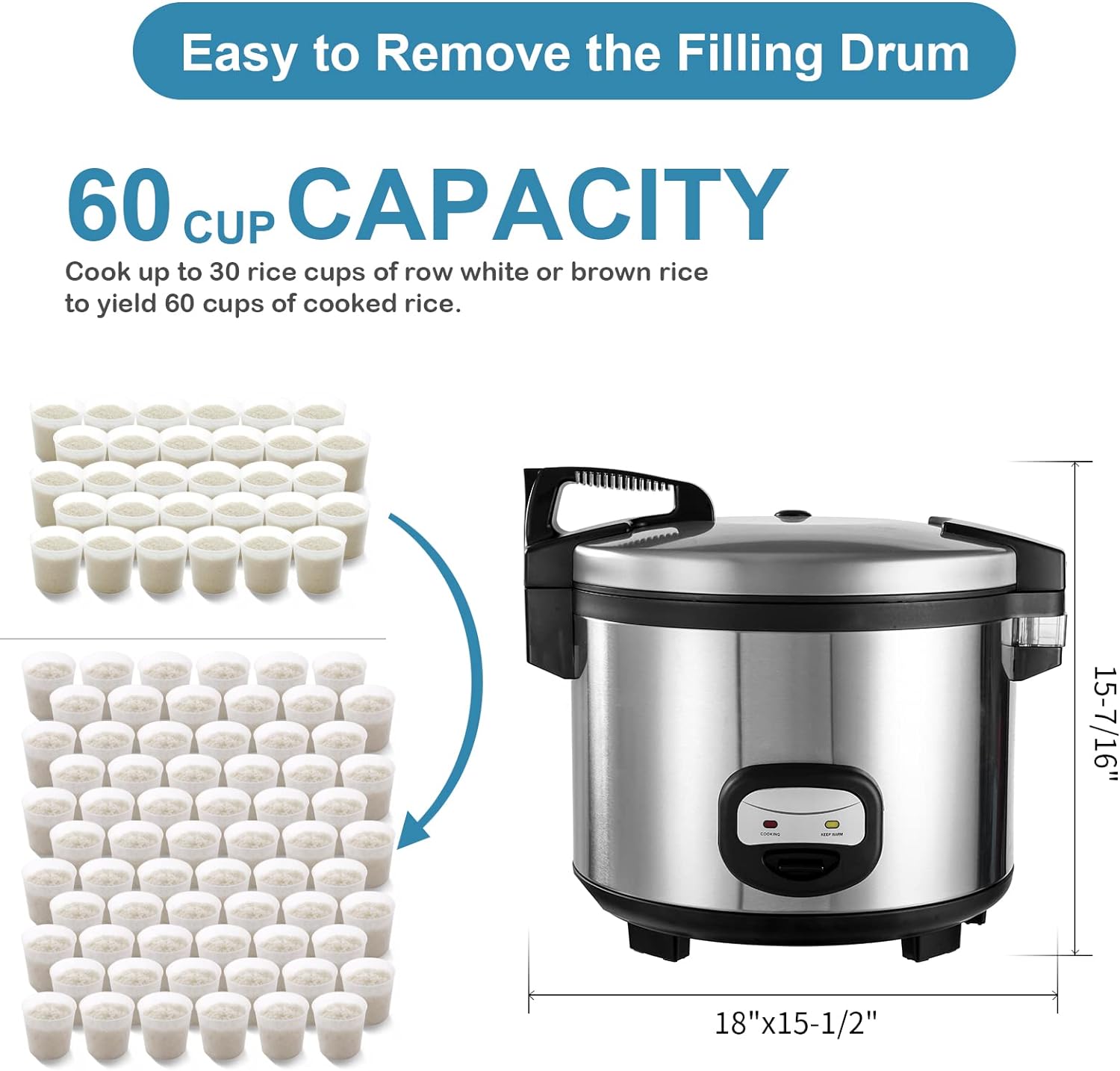 60-Cup (Cooked) Commercial Rice Cooker and Warmer
