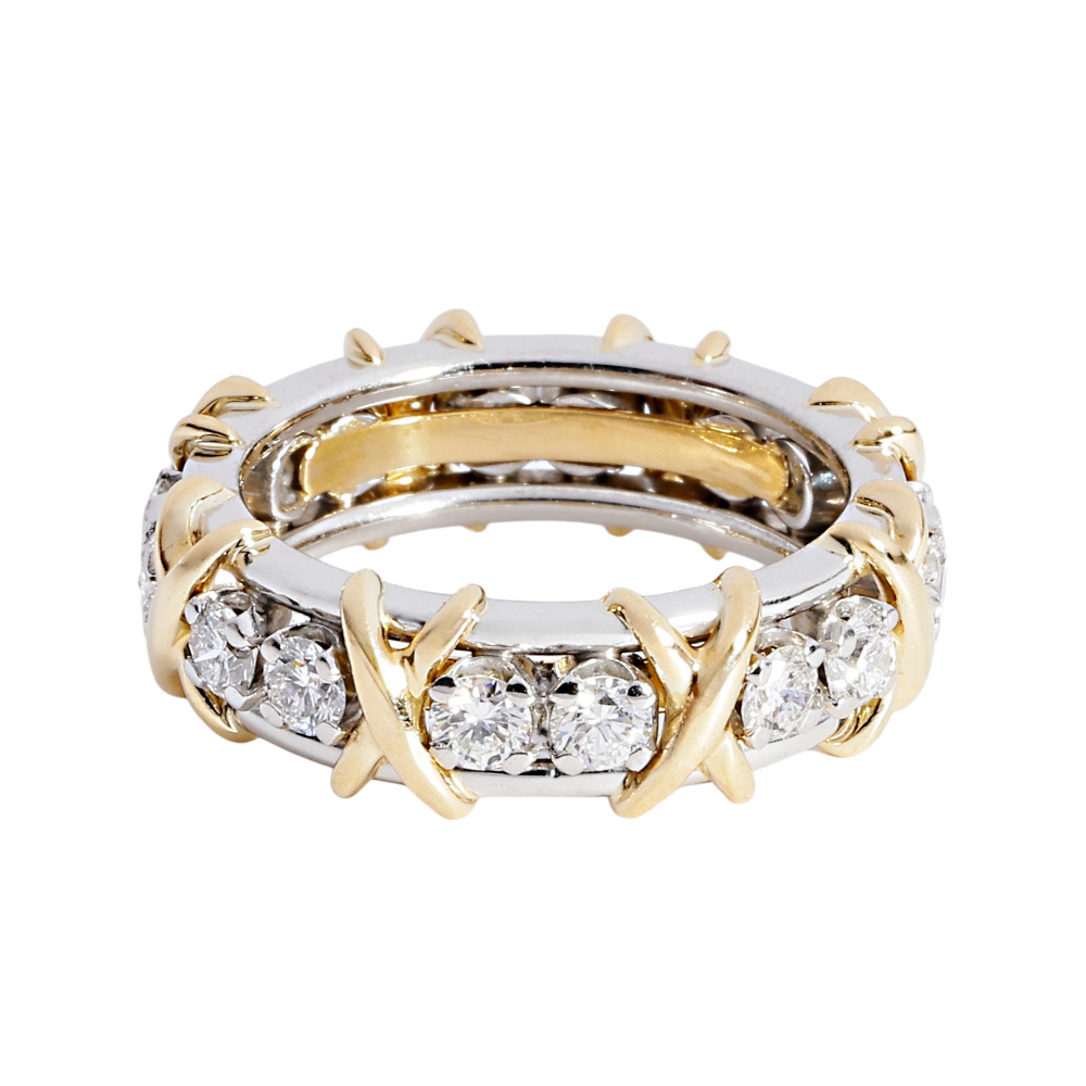 Tiffany & Co. Jean Schlumberger Rin 16 Stone Ring Platinum & 18K Yellow Gold Diamond 60099365