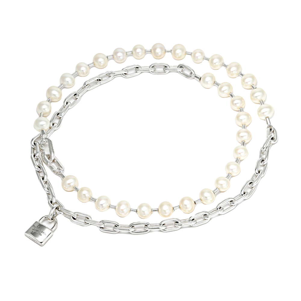 Tiffany & Co. Hardware Pearl Lock Necklace Sterling Silver 64047841