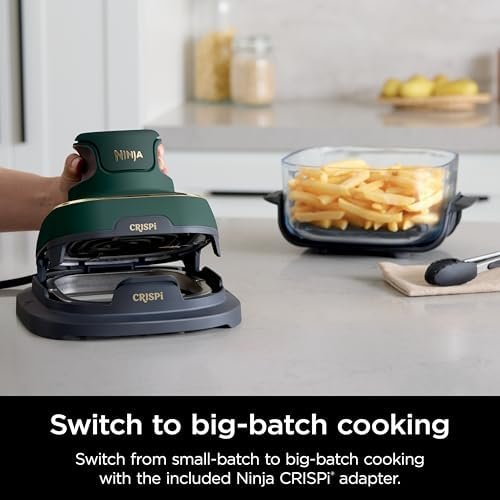 5-in-1 Glass Air Fryer | 450°F, Nontoxic, 4QT & 6-Cup Containers & Lids | Microwave, Freezer, Dishwasher Safe | Air Fry, Bake, Recrisp, Keep Warm | Brit. Racing Green