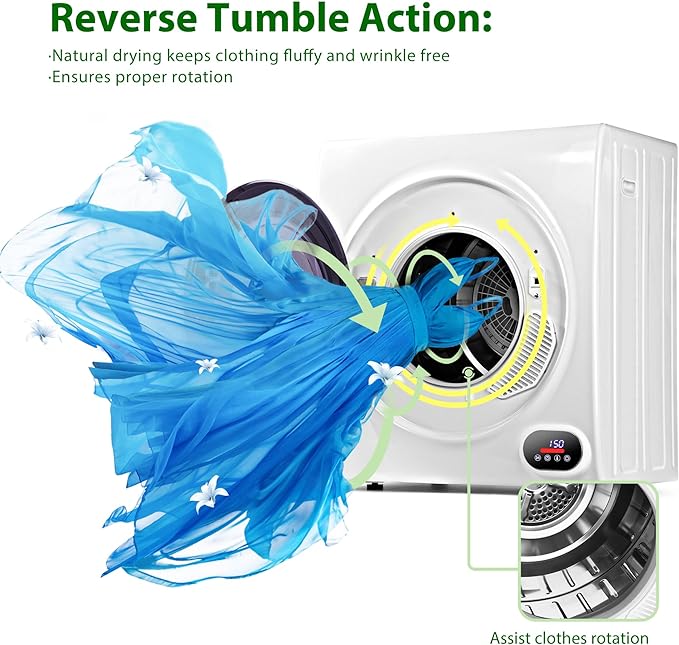 1400W, LCD Control Panel Four-Function Portable Dryer For Apartments, Home, Dorm, White