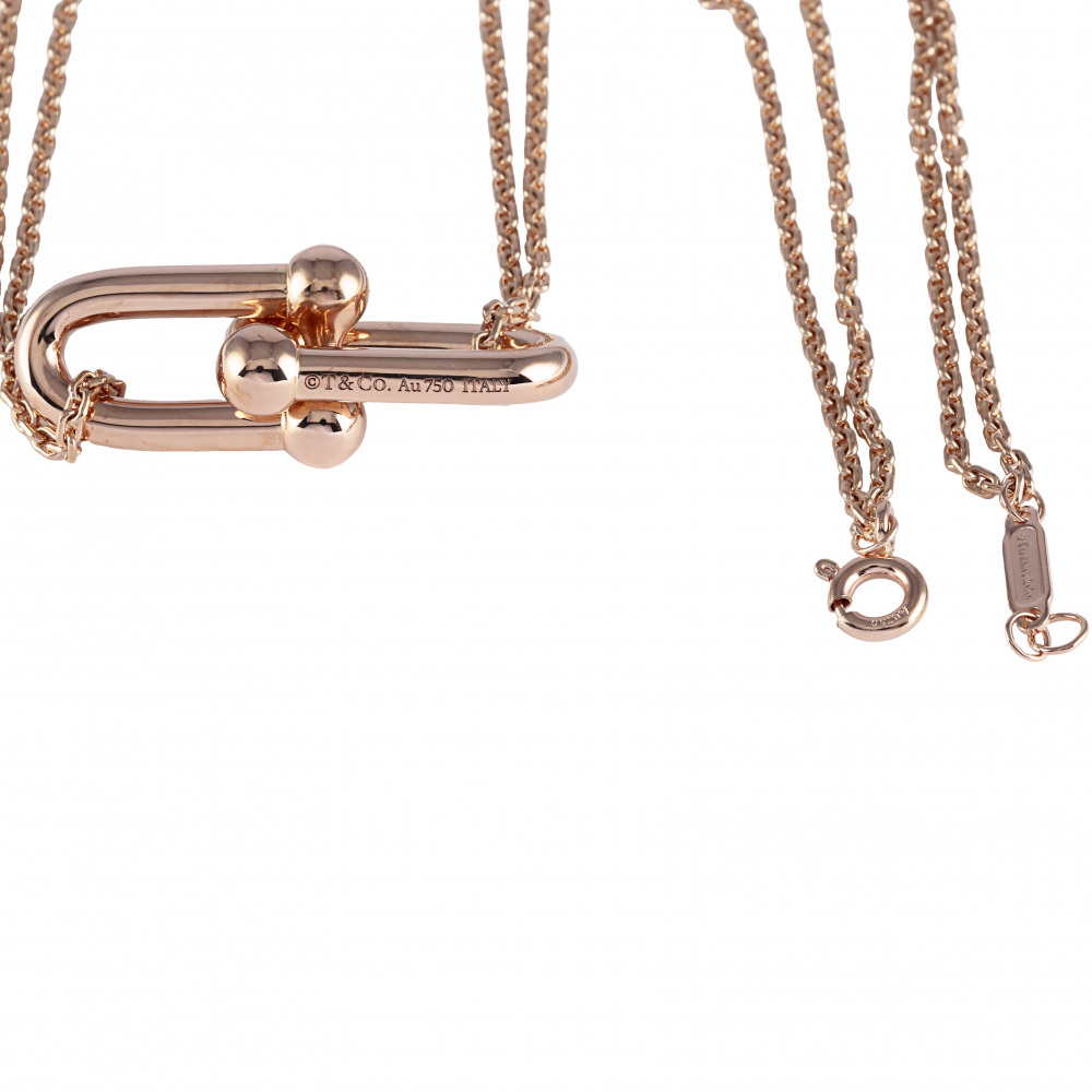 Tiffany & Co. Hardware Double Link Necklace 18K Rose Gold 63982326