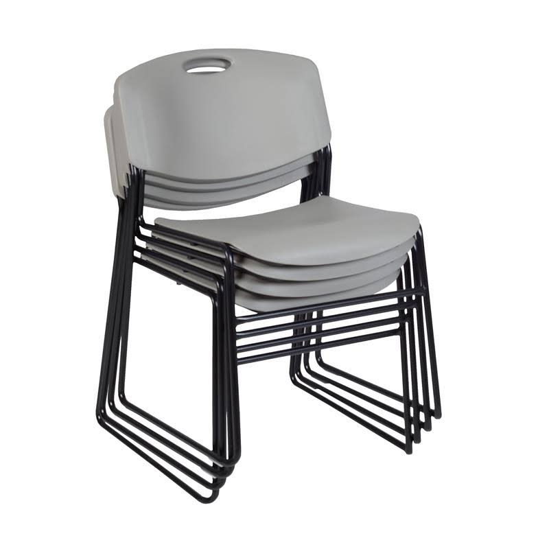 Regency Kobe 48x22 Round Breakroom Table- Grey u0026 4 Zeng Stack Chairs- Grey