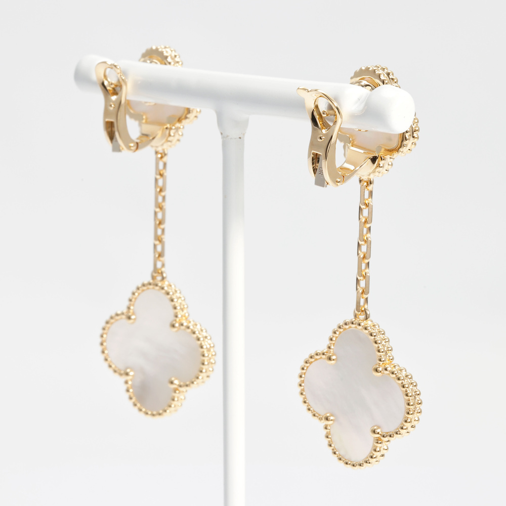 Van Cleef & Arpels Magic Alhambra Earrings 18K Yellow Gold Mother of Pearl VCARD78800