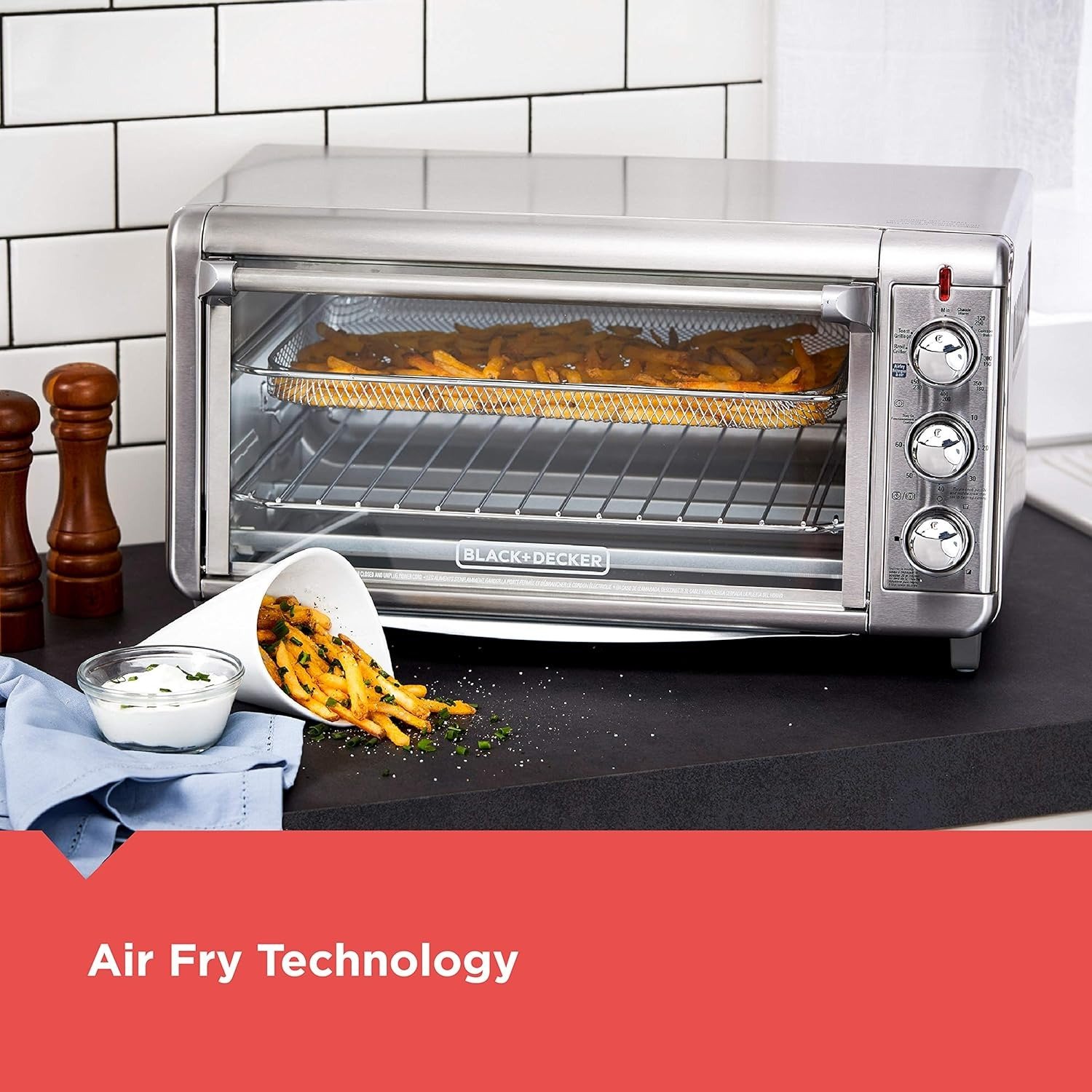 5-in-1 XL Air Fry Convection Toaster Oven 17L 8-Slice Stainless Steel 450°F