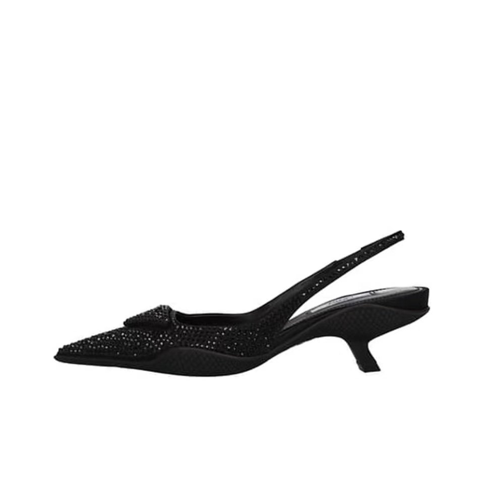 Prada  Fabric Pointy Stilettos 3CM Sandals Slide