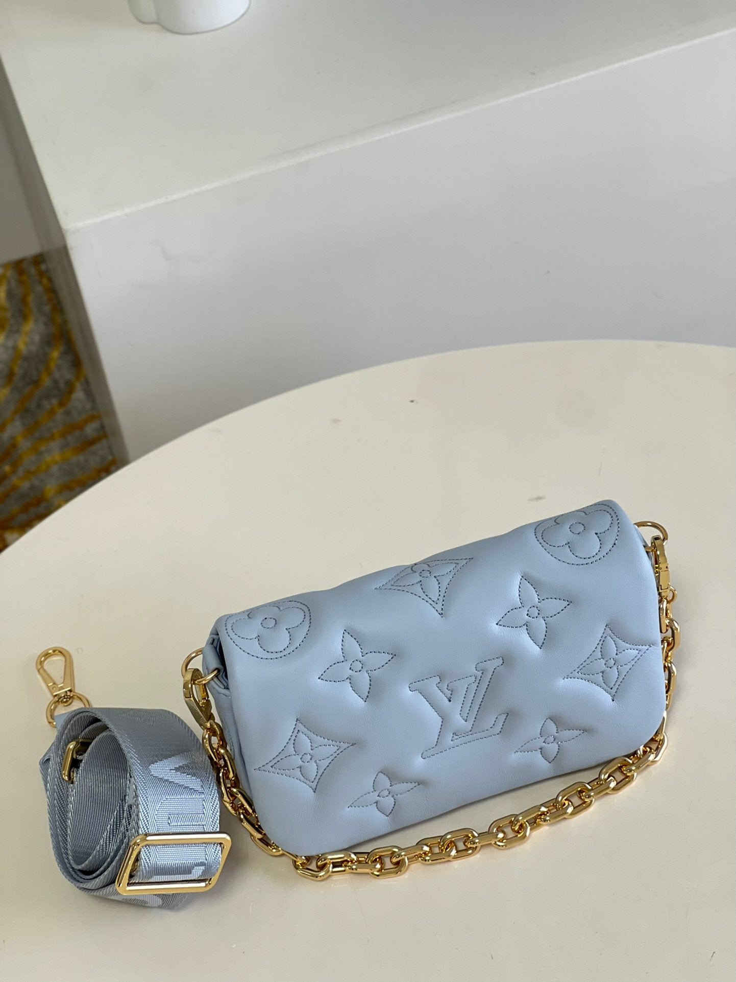 Louis Vuitton Wallet On Strap Bubblegram Blue