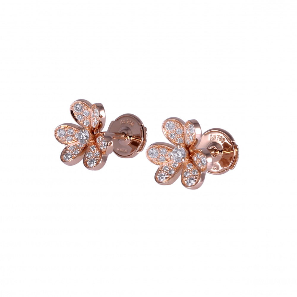 Van Cleef & Arpels Frivole Earrings 18K Rose Gold Diamond VCARP7RJ00