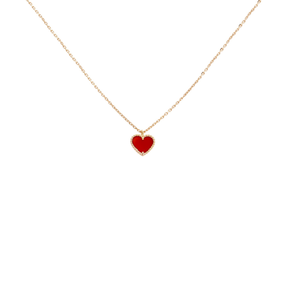 Van Cleef & Arpels Sweetheart Heart Motif Necklace 18K Rose Gold Carnelian VCARN59N00