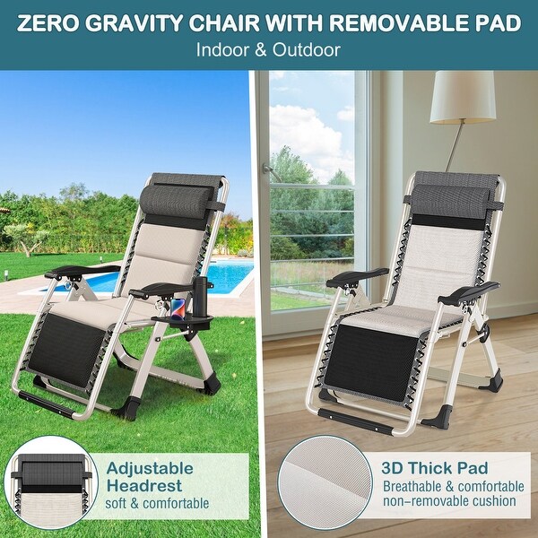 DoCred Zero Gravity Chair,Folding Lawn Chaise Recliner Lounge Chair