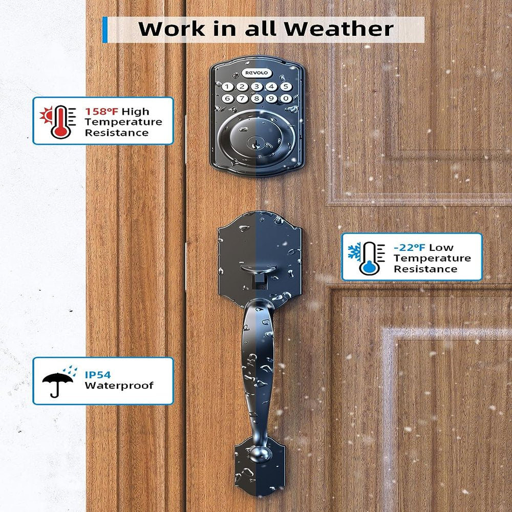 Keyless Entry Door Lock with Handle Set, Deadbolt Front Door Lock Set with Keypad, Matte Black Finish