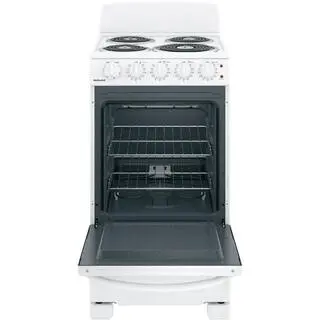 White Freestanding Electric Range – 20-Inch 4-Burner Cooktop with Oven