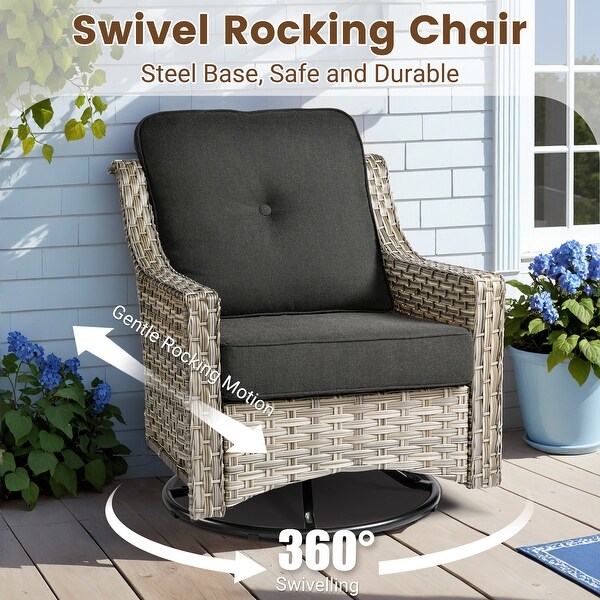 HOOOWOOO 10piece Wicker Patio Furniture Set Sectional Sofa with Swivel Chair