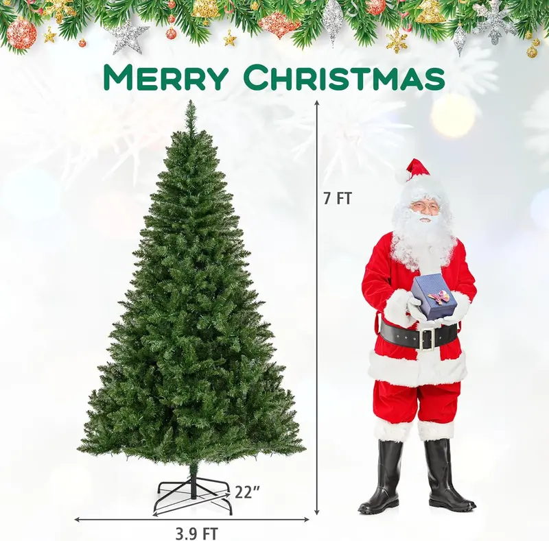 Pre-Lit Artificial Christmas Tree – 7 Light Modes & Collapsible Metal Stand Included