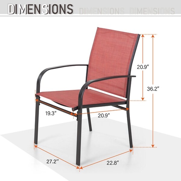 MAISON ARTS 5Piece Patio Dining Set,Geometrically Stamped Round Table and 4 Textilene Dining Chairs