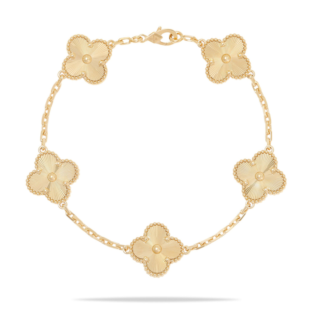 Van Cleef & Arpels Vintage Alhambra 5 Motifs Bracelet 18K Yellow Gold VCARP3JK00
