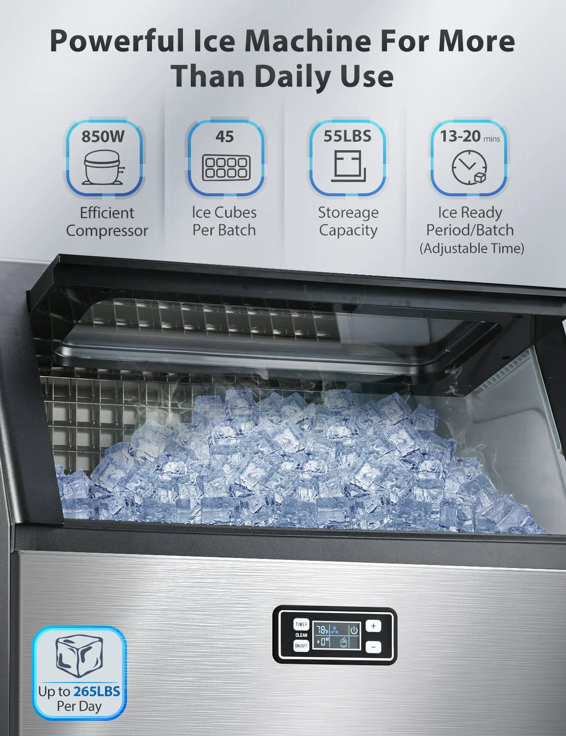 265LBS Freestanding Commercial Ice Maker
