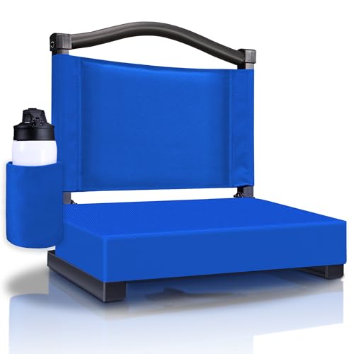 HABUTWAY Stadium Seat with Back Support and Thick Cushion Wide Bleacher Chairs with Back and Cushion Hold up 350lbs Stadium Chair with Shoulder Strap and Pocket