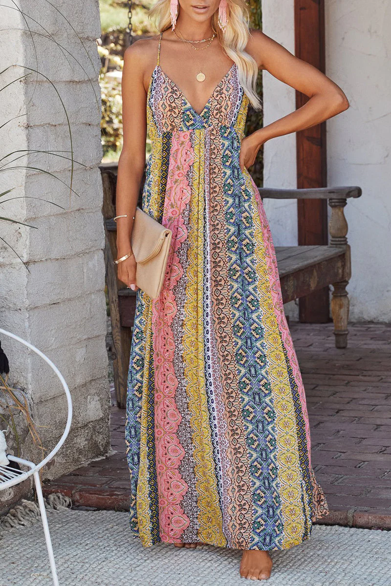 Backless V-Neck Maxi DressClistos