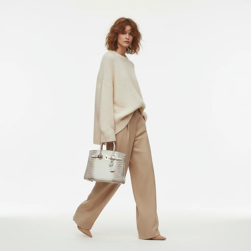 Hermès Birkin 25 Himalayan White Niloticus Crocodile Palladium Hardware