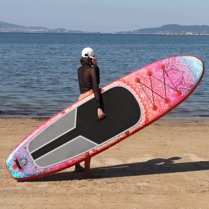 Wide-Deck Inflatable SUP Board Bundle – Includes Carry Bag, Hand Pump, Waterproof Dry Bag & Adjustable Paddle
