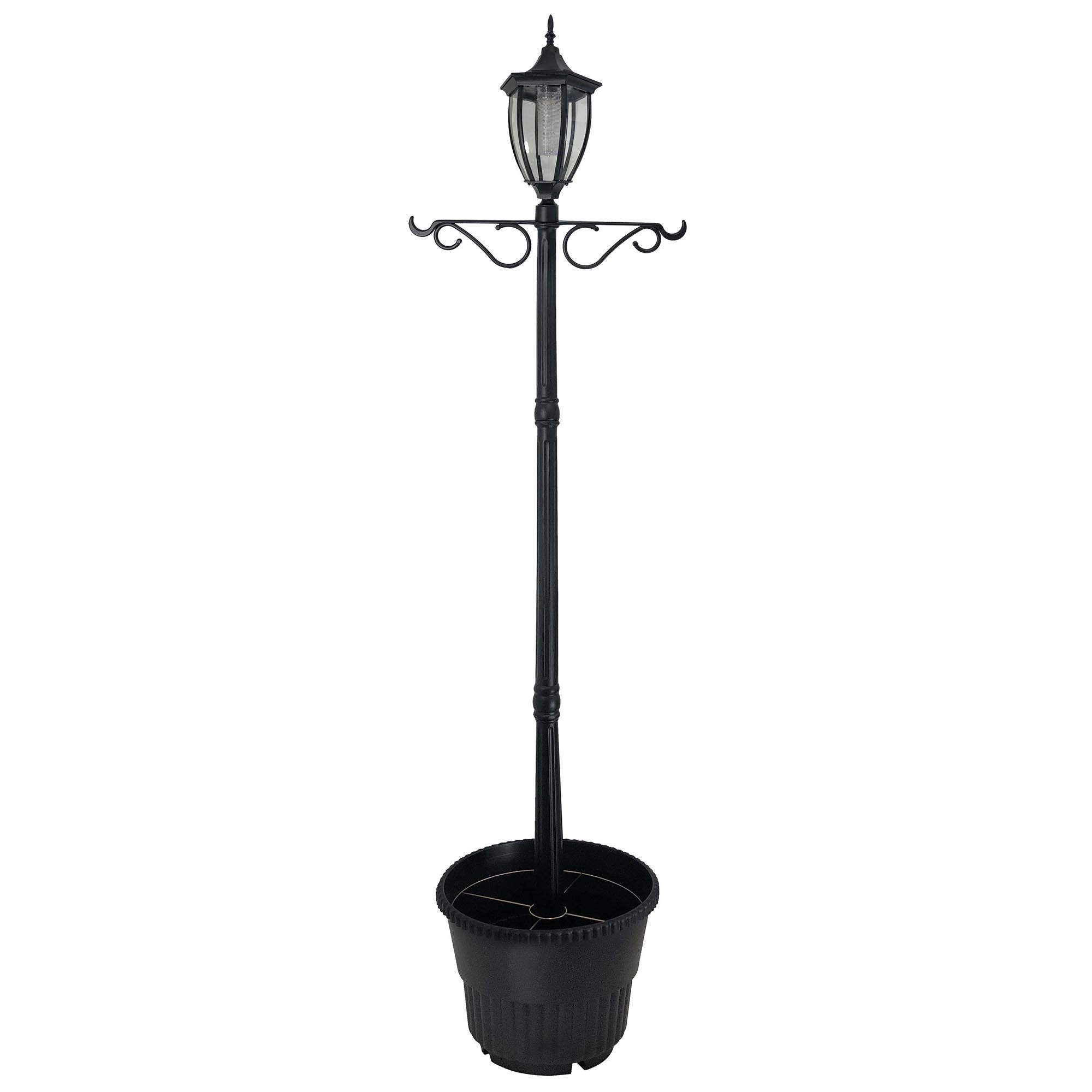 SunRay Cresmont Solar Lamp Post and Planter, with Hanger, Black, Single Head