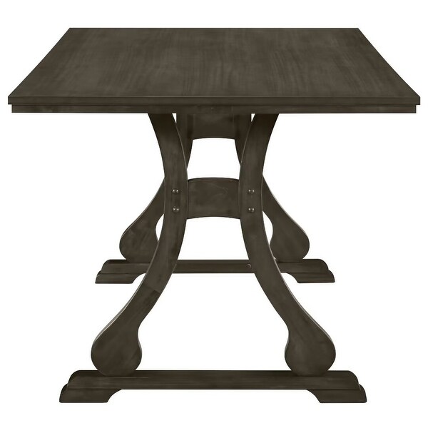 Trestle Dining Table Set with Upholstered Dining Chairs,Smooth Backs