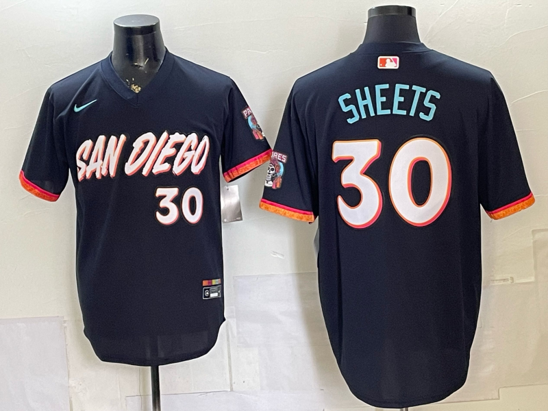 Men's San Diego Padres Tyler Sheets #30 Obsidian 2026 City Connect Stadium Jersey