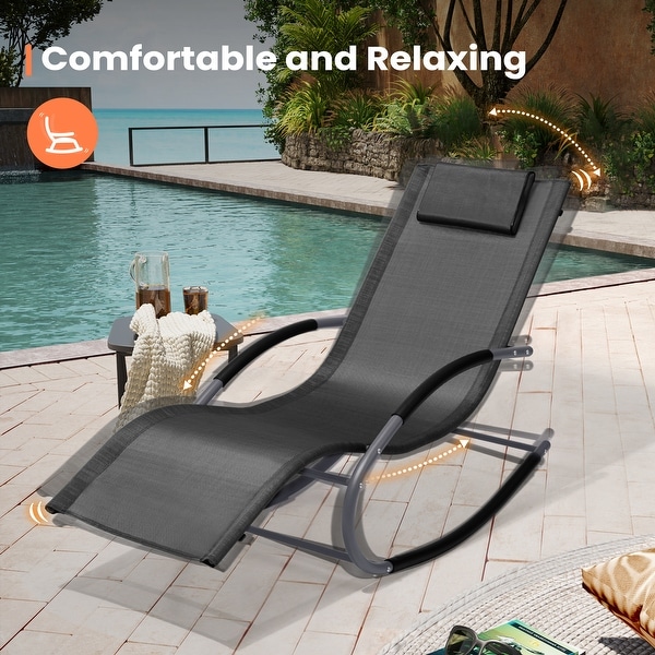 Pellebant Chaise Patio Rocking Chair with Pillow