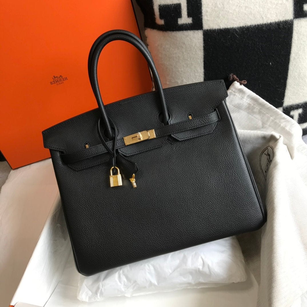Hermes Birkin 35Cm Bag Black Togo Gold Hardware