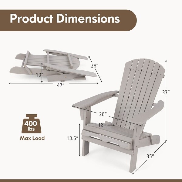 Costway Folding Adirondack Chair Set of 1/4 with High Backrest and Wide