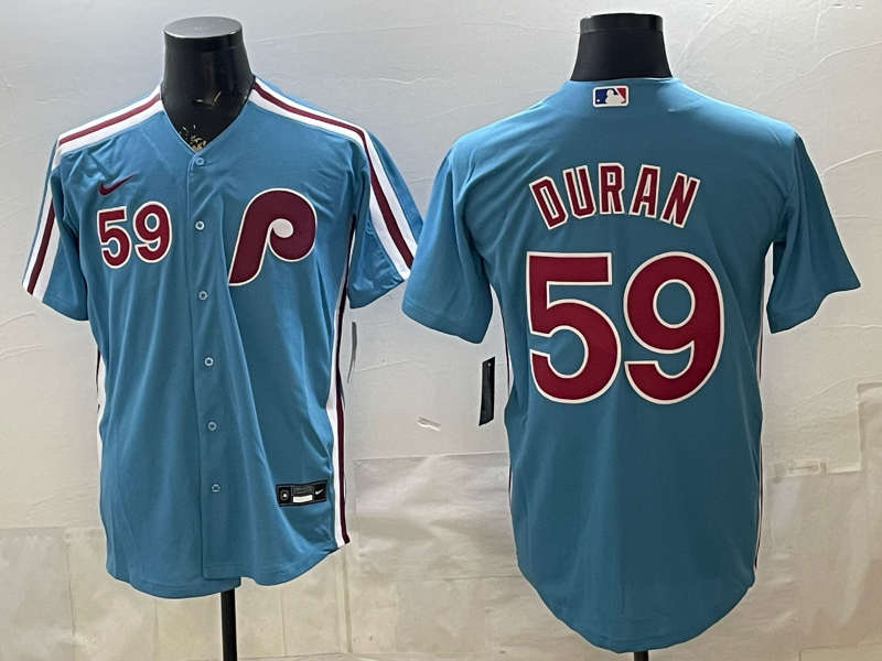 Men's Philadelphia Phillies Jhoan Duran #59 Light Blue Alternate Limited Player Jersey