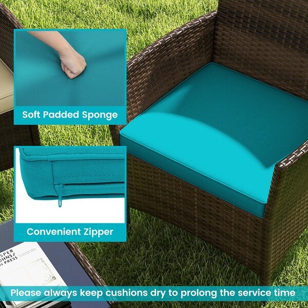 Costway 4 PCS Patio Furniture Set with Washable Cushions and Tempered