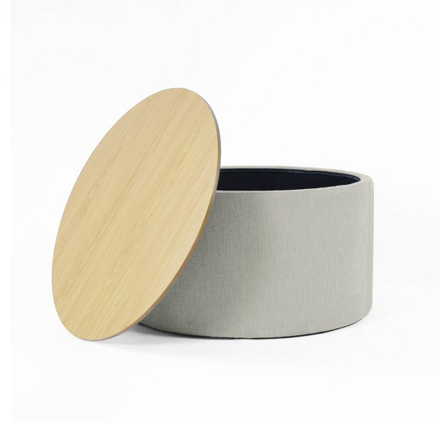 Wood Top Storage Ottoman Homepop