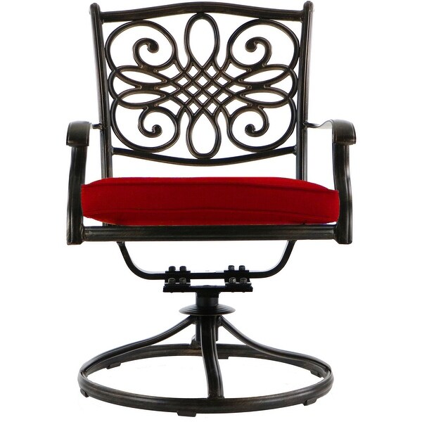 Cambridge Seasons 7Piece Dining Set in Red with 2 Swivel Rockers,4 Dining Chairs,and a 72In. x 38In. Casttop Table