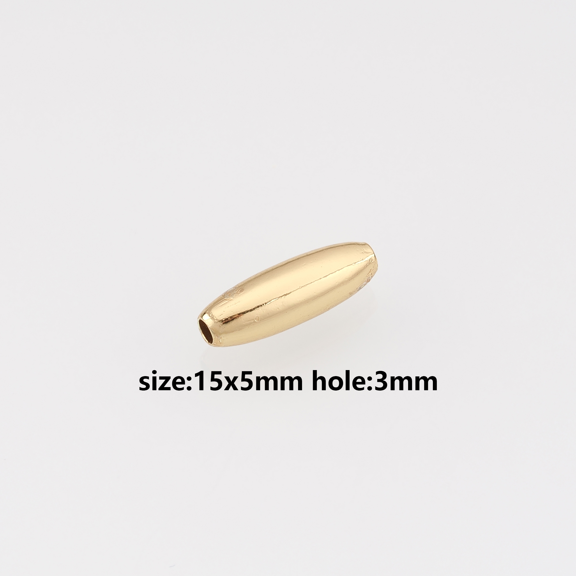 10Pcs 18K Gold Filled Oval Spacer Beads,Oval Bead for Bracelet Jewelry Necklace Making Supply