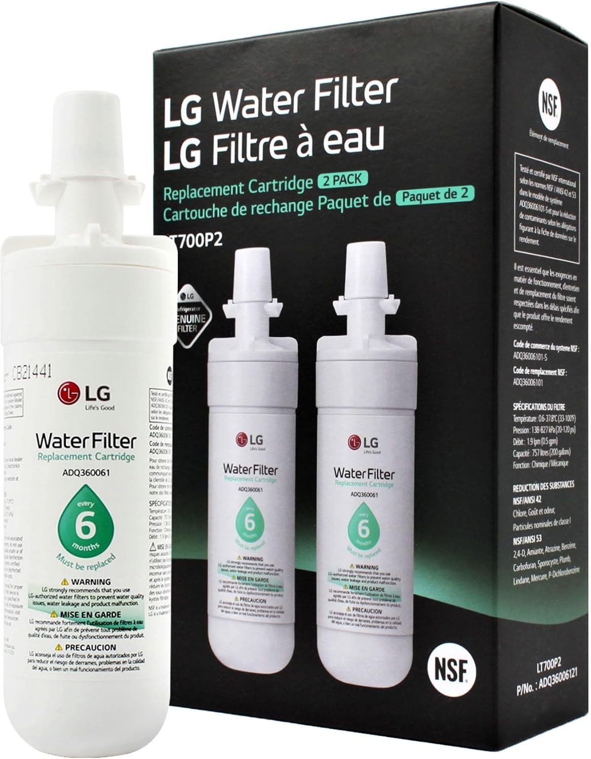 200 Gallon Refrigerator Replacement Water Filter, 2 Count