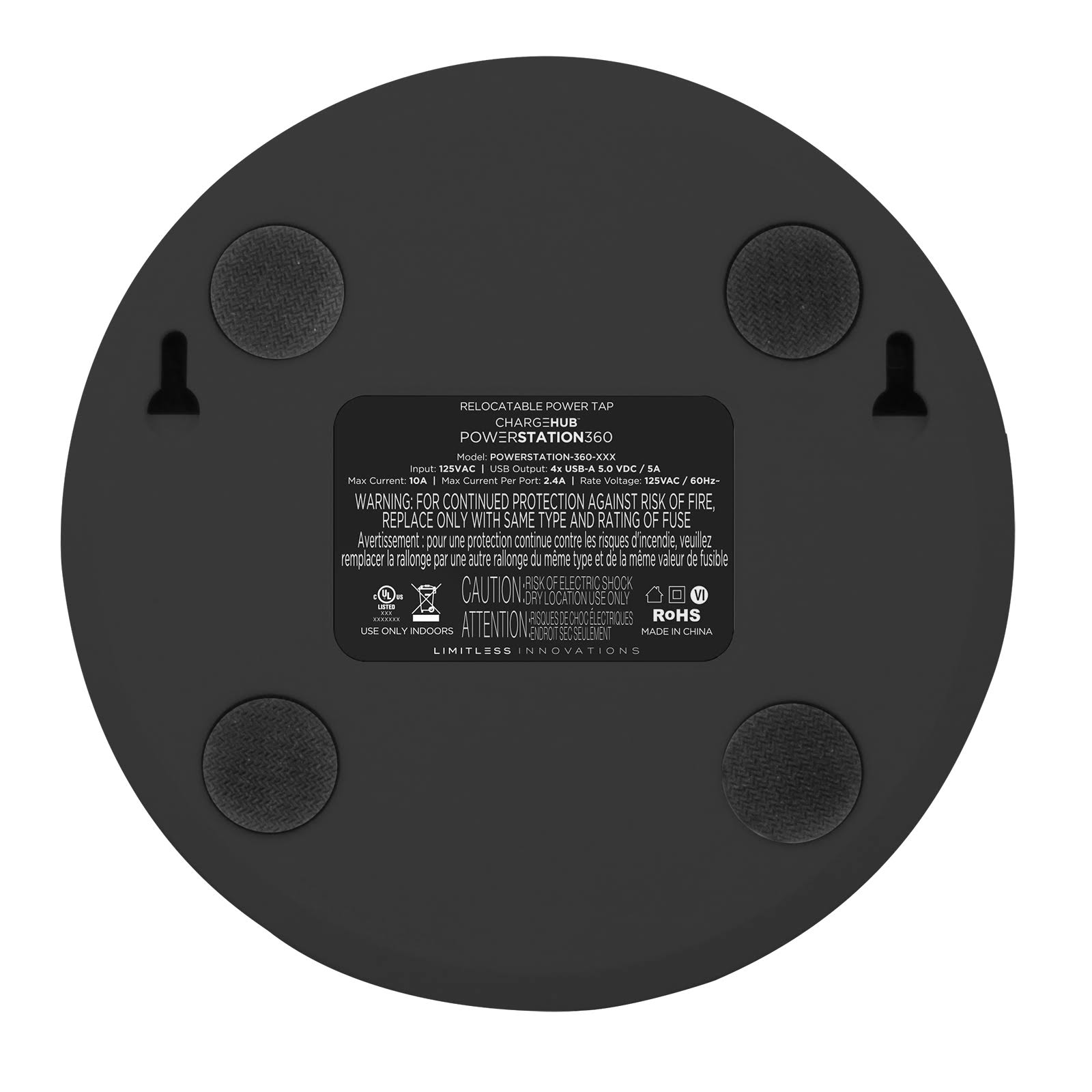 ChargeHub Powerstation 360 - Surge Protector Power Strip - Black