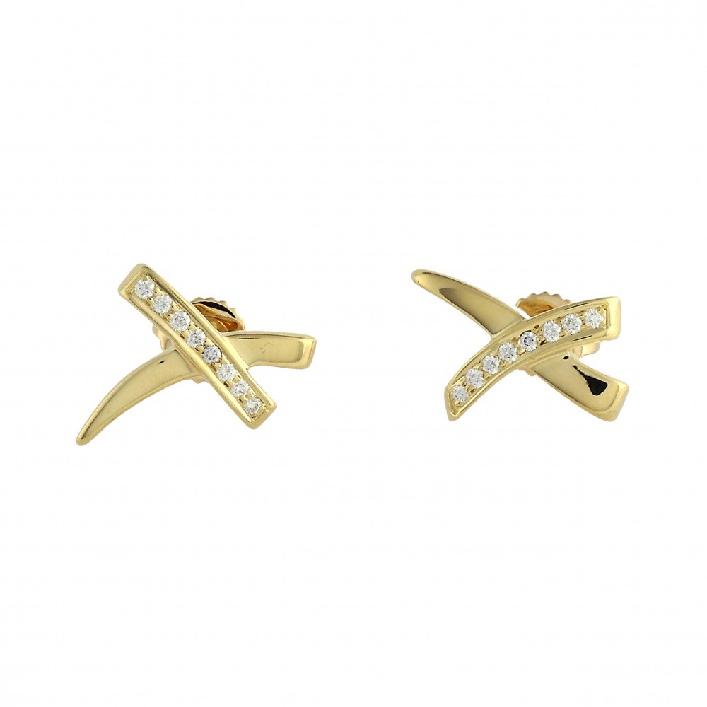 Tiffany & Co. Paloma Picasso Kiss Earrings 18K Yellow Gold Diamond
