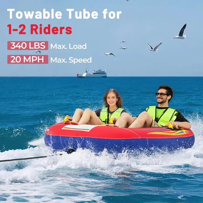 Two-Person Towable Inflatable Water Tube – Durable Raft for Boating, Floating, and Recreational Water Sports
